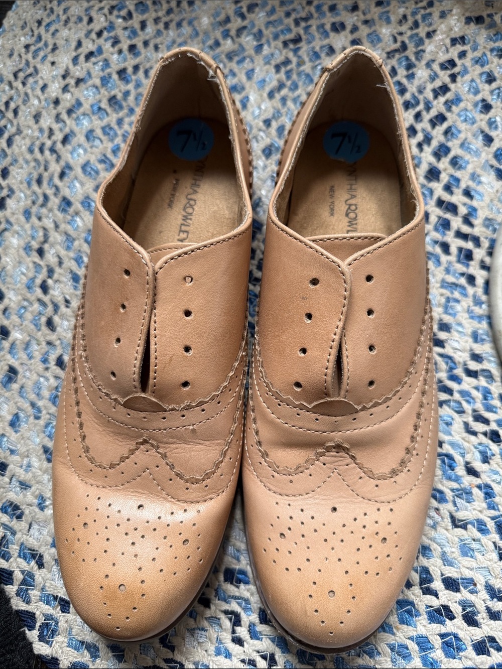 Cynthia Rowley Tan Leather Wingtip Oxford Shoes
